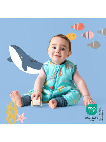 Schlummersack Schlafsack mit Füßen und umklappbaren Bündchen 1.0 TOG in Hellblau