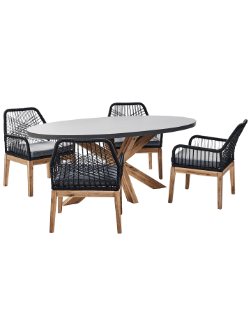 Beliani 9-tlg Gartentisch Set ORISTANO in Grau/Schwarz/Braun