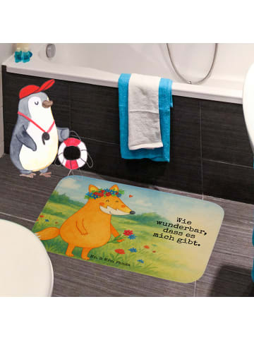 Mr. & Mrs. Panda Badteppich Fuchs Blumen Design mit Spruch in Weiß
