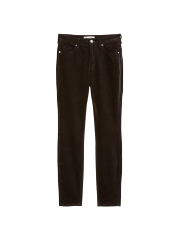 Marc O'Polo Samthose mit hoher Taille und Slim Fit-Passform in Dark Coffee