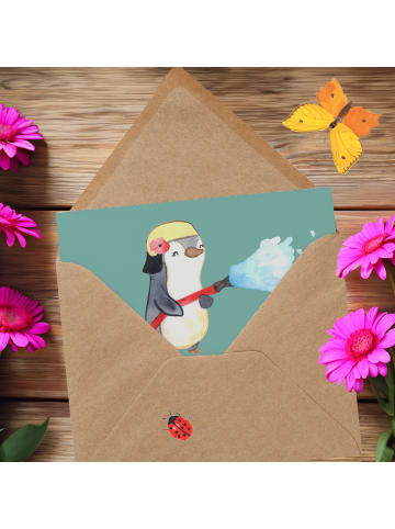 Mr. & Mrs. Panda faltkarte Feuerwehrfrau Heiß mit Spruch in Meeresbrise