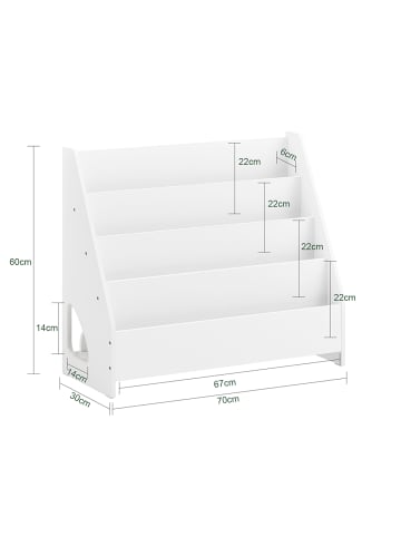 SoBuy Bücherregal in Reinweiß - (W) 30 x (H) 60 x (L) 70 cm