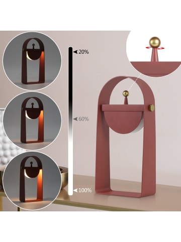ZMH Tischleuchte LED in rot tragbare 3000K Warmweiß Stimmungslicht mit Akku