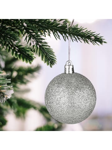 relaxdays 100-tlg. Weihnachtskugeln Set in Silber
