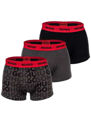 HUGO Boxershort 3er Pack in Schwarz/Dunkelgrau