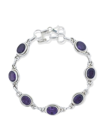 mantraroma 925er Silber - Armbänder (L) 19,5 cm mit Amethyst facettiert