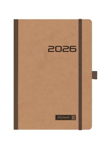 BRUNNEN Buchkalender 796 A5 1 Woche/2 Seiten Karton braun 2026