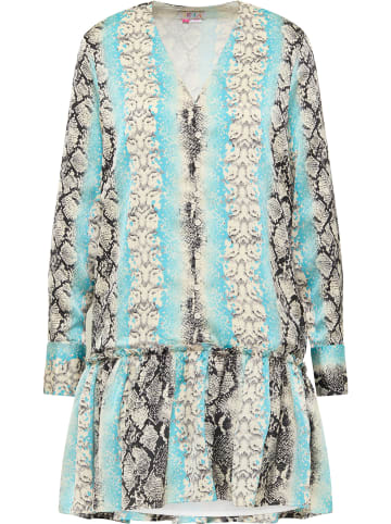 IZIA Damen Kleid Mit Reptilprint in Blau Mehrfarbig