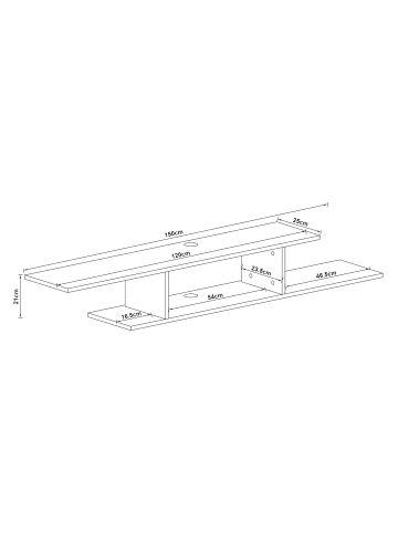 en.casa TV-Wandregal Støvring in Weiß (H)21cm (B)150cm (T)25cm