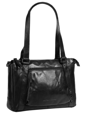 SPIKES & SPARROW Handtasche echt Leder in schwarz