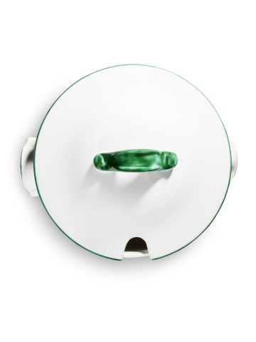 Gmundner Keramik Grüner Hirsch Suppentopf in Weiß