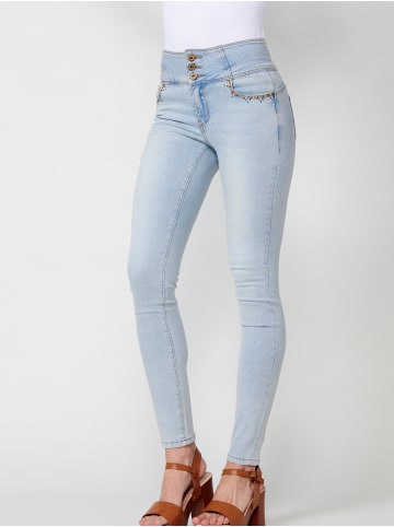 KOROSHI Slim-jeans lang in blau