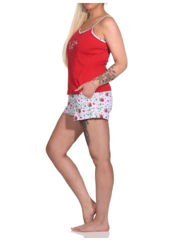 NORMANN ärmellose Schlafanzug Shorty Spaghettiträgern und - 79159 in rot