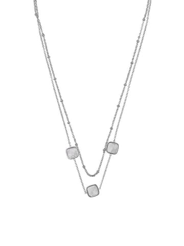 ANELY Layering Halskette mit Perlmutt Stein Anhänger Modeschmuck in Silber