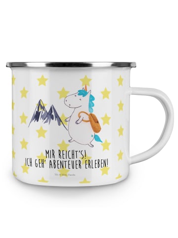 Mr. & Mrs. Panda Campingtasse Einhorn Bergsteiger mit Spruch in Weiß