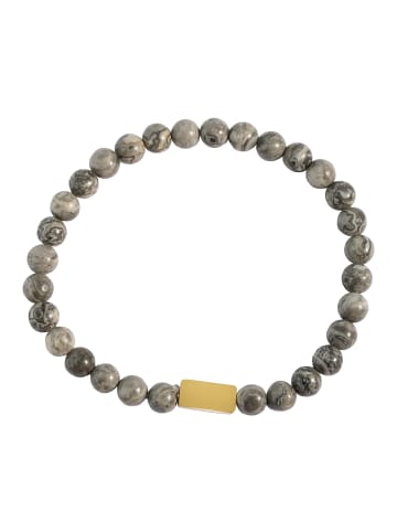 Adeliás Edelstahl Armband Kugelarmband mit Perle und Jaspis in silber