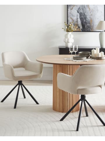 Beliani 2er-Set Esszimmerstuhl LOURES in Beige/Schwarz