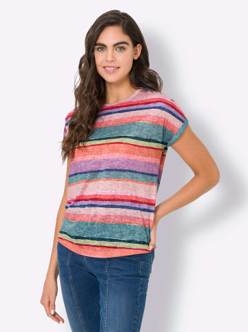 Heine T-Shirt in flamingo-jade-geringelt