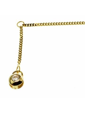 Schmuckador Fusskettchen - Panzer - 25cm - 585 Gelbgold mit Zirkonia-Anhänger in gold