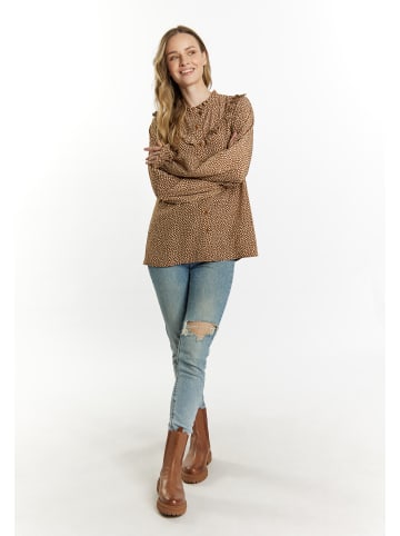 DreiMaster Damen Langarmbluse in Dunkelkamel Beige