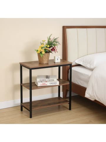 relaxdays Nachttisch in Braun/ Schwarz - (B)60 x (H)61 x (T)30 cm