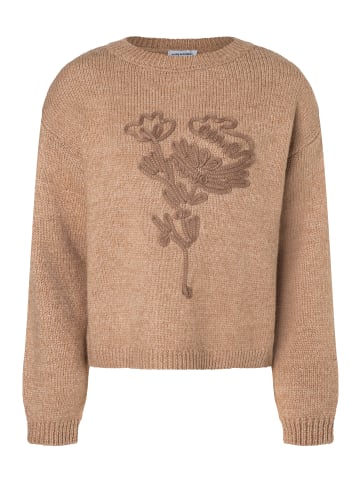 More & More kuscheliger Pullover Blumenapplikation in warm camel melange