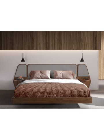 Angel Cerdá Bett 7175 in Grau / Walnuss – (B)296 x (H)209 x (T)110 cm