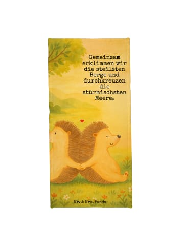 Mr. & Mrs. Panda Badehandtuch Igel händchenhaltend Design mit Sp... in Weiß