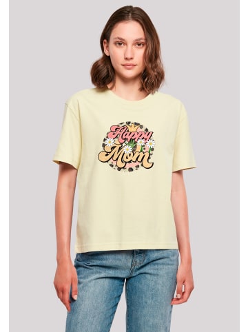 F4NT4STIC Tee Mothers Day Floral Design Happy Mom in softyellow
