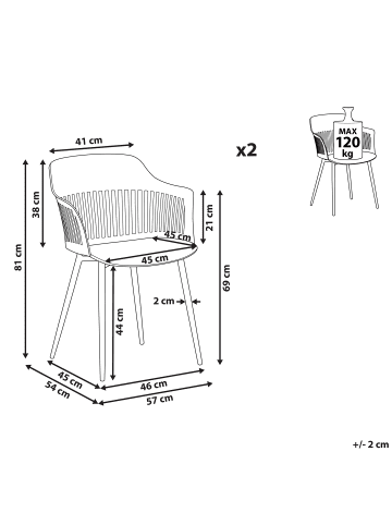 Beliani 2er-Set Esszimmerstuhl BERECA in Schwarz/Braun