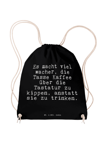 Mr. & Mrs. Panda Jutebeutel Es macht viel wacher,... mit Spruch in Schwarz