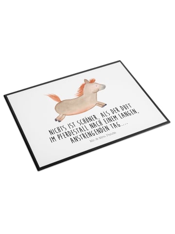 Mr. & Mrs. Panda Tischschoner Pferd Springen mit Spruch in Weiß