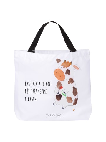 Mr. & Mrs. Panda Tote Bag Kuh mit Spruch in Weiß