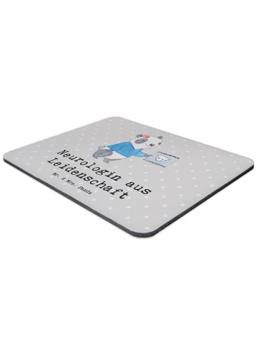 Mr. & Mrs. Panda Mousepad Neurologin Leidenschaft mit Spruch in Grau Pastell