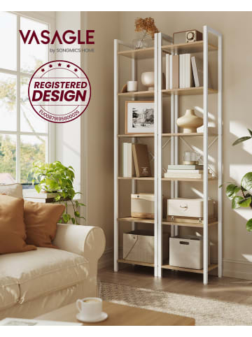 VASAGLE Regal Barnet in Beige und Weiß - (B)30 x (H)187 x (T)39.6 cm