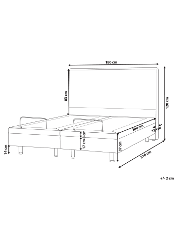 Beliani Doppelbett VICEROY in Beige/Schwarz - (W) 180 x (H) 120 x (L) 216 cm