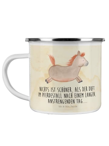 Mr. & Mrs. Panda Emaillebecher Pferd Springen mit Spruch in Vintage