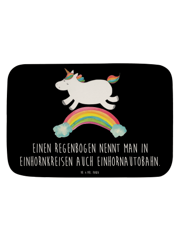 Mr. & Mrs. Panda Badteppich Einhorn Regenbogen mit Spruch in Schwarz