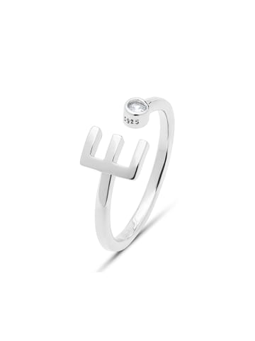 Luxenter Ring aus 925er Sterlingsilber mit Zirkonia, rhodiniert – Alphabet