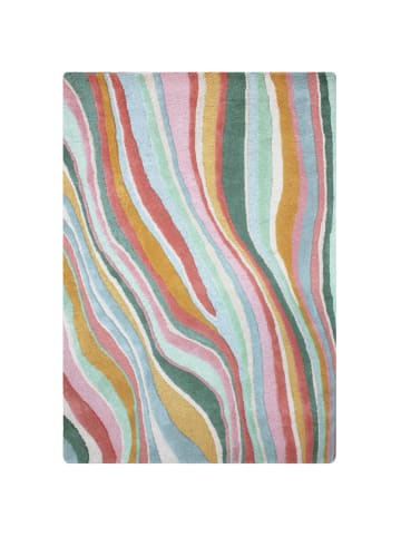 KADIMA DESIGN Wollteppich Wellen Muster, Abstrakt, Wohnzimmer in Multicolor-Grün