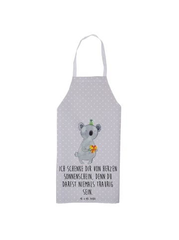 Mr. & Mrs. Panda Schürze Koala Geschenk mit Spruch in Grau Pastell