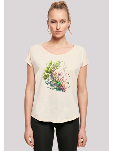 F4NT4STIC Long Cut T-Shirt Baum mit Blumen in Whitesand