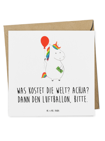 Mr. & Mrs. Panda Deluxe Karte Einhorn Luftballon mit Spruch in Weiß