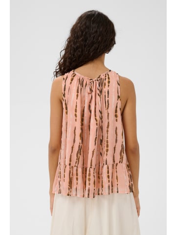 SAINT TROPEZ Bluse kurzarm RavenaSZ Lockere Passform in Apricot Tiedye Stripes