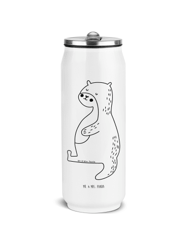 Mr. & Mrs. Panda Getränkedosen Trinkflasche Otter Bauch ohne Spruch in Weiß