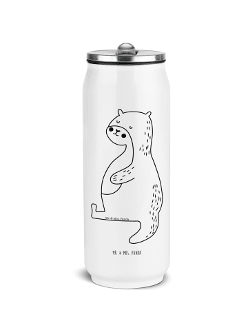 Mr. & Mrs. Panda Trinkflasche Edelstahl Otter Bauch ohne Spruch in Weiß