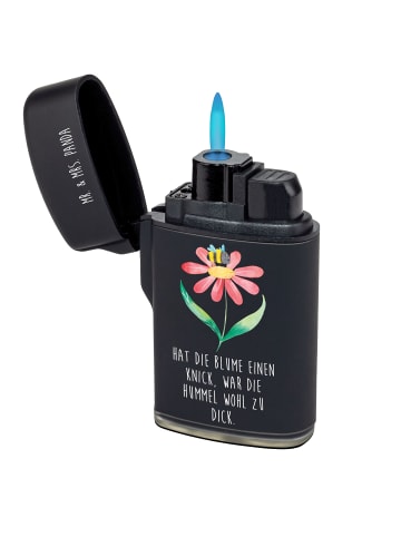 Mr. & Mrs. Panda Feuerzeug Hummel Blume mit Spruch in Schwarz