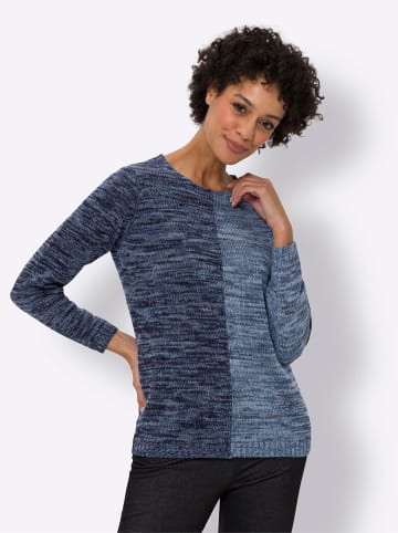 Sieh an! Langarm-Pullover in marine-eisblau-meliert