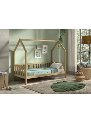 58 aufm Kessel HAUSBETT Kandace 90x200 Eiche massiv natur mit Dachaufbau