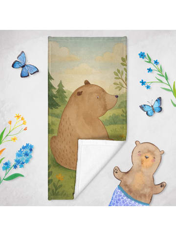 Mr. & Mrs. Panda Badehandtuch Bär Schulterblick Design ohne Spruch in Weiß